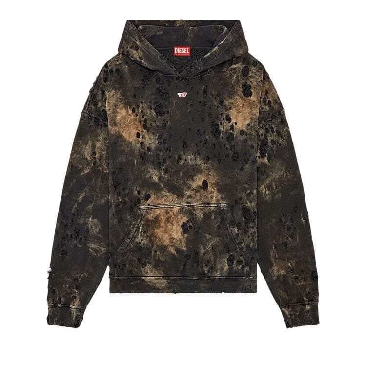 Diesel Boxt Distressed Hoodie Deep Black