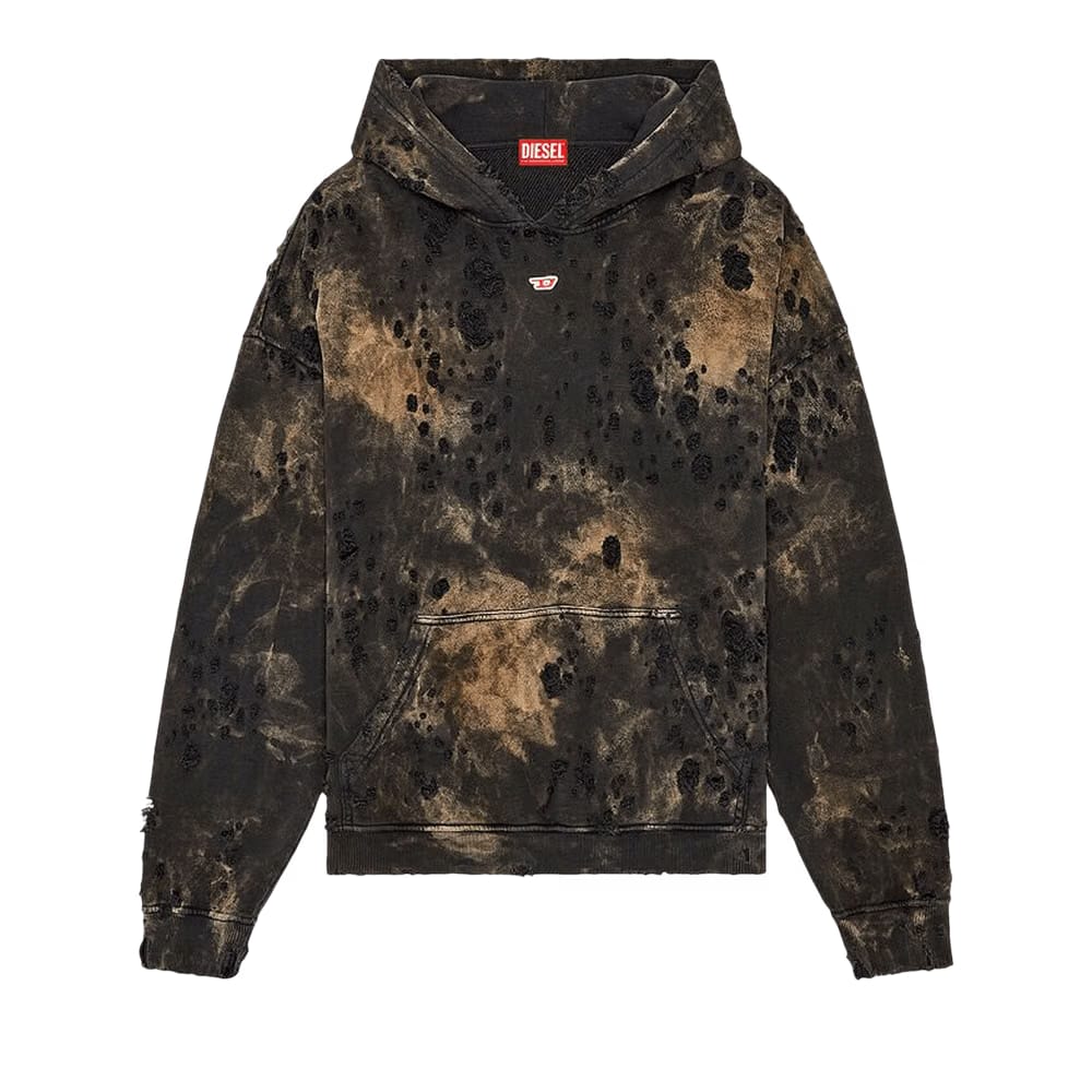 Diesel Boxt Distressed Hoodie Deep Black