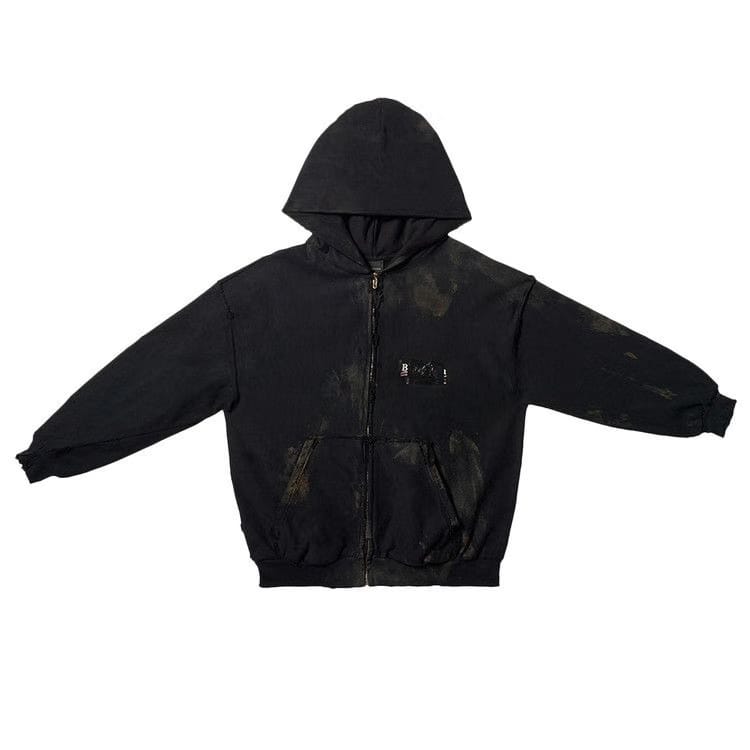 Balenciaga Small Fit Zip-Up Hoodie Black