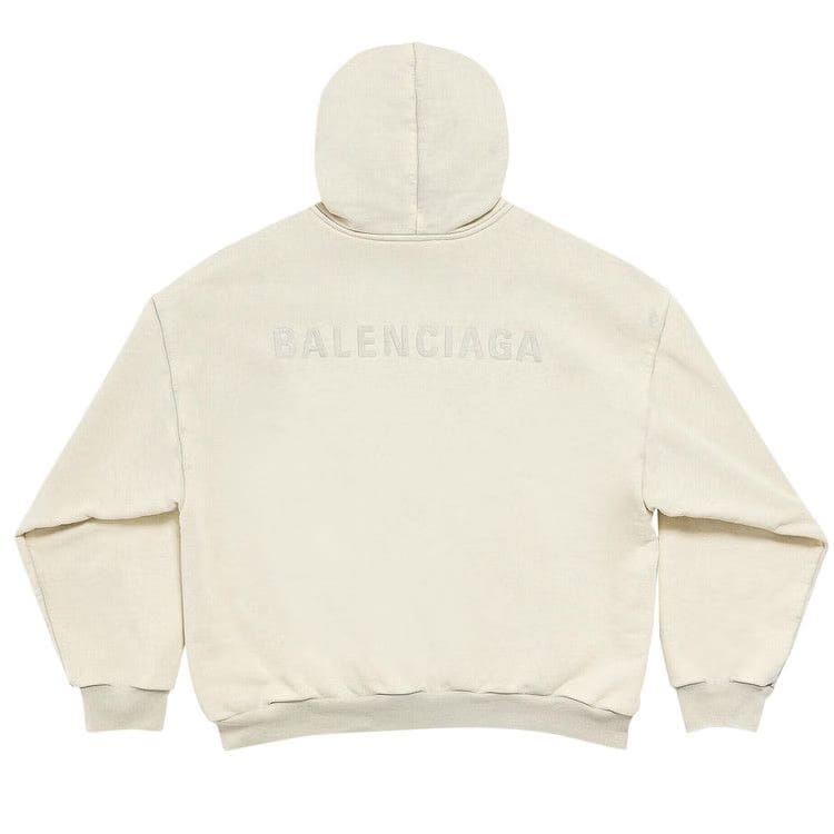 Balenciaga Logo Embroidered Hoodie Cement Grey