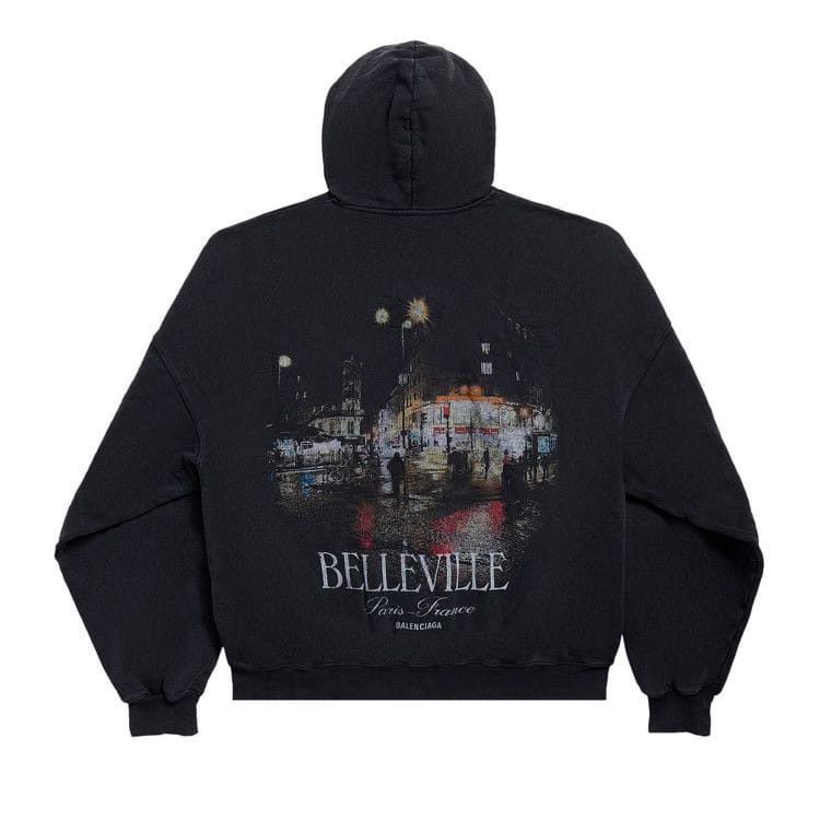 Balenciaga Large Zip-Up Hoodie Faded Washed Black
