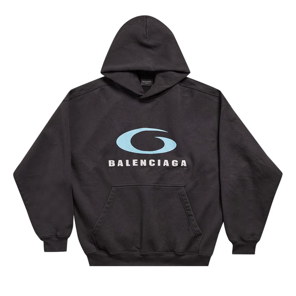 Balenciaga Medium Fit Hoodie Washed Black/Blue