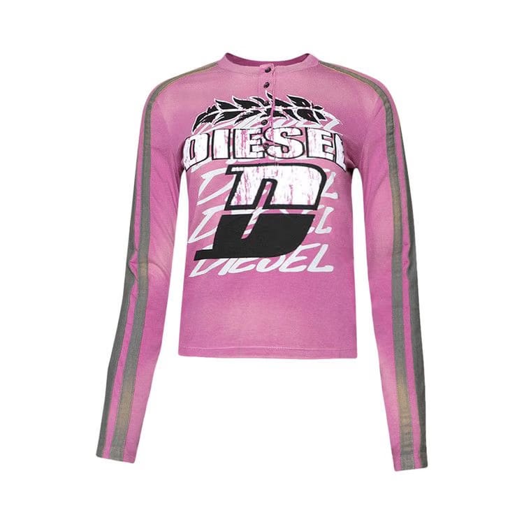 Diesel T-Uncutie Stripe Long-Sleeve T-Shirt Berry/Red