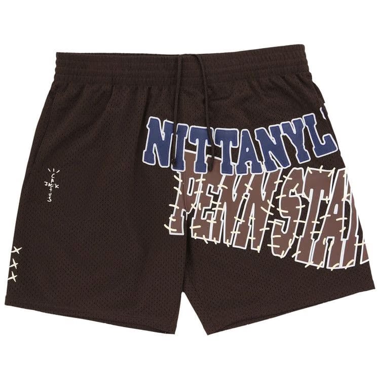 Cactus Jack by Travis Scott x Mitchell & Ness Penn State University Shorts Brown