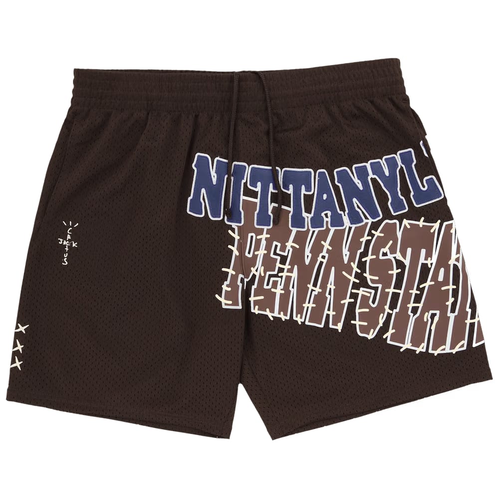 Cactus Jack by Travis Scott x Mitchell & Ness Penn State University Shorts Brown