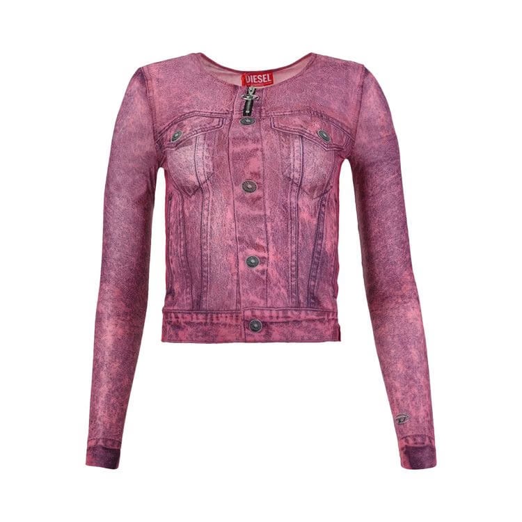Diesel Trompe L'Oeil Denim Long-Sleeve Top Rose