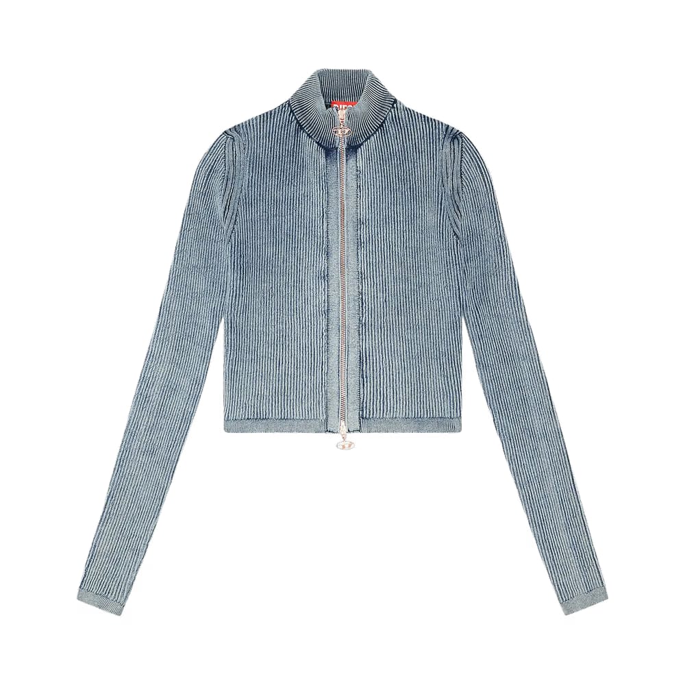 Diesel Anafi Ribbed Zip Cardigan Blue