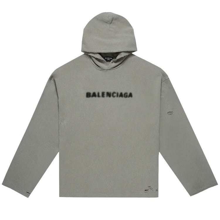 Balenciaga Blurry Logo Hoodie Steel Grey/Black