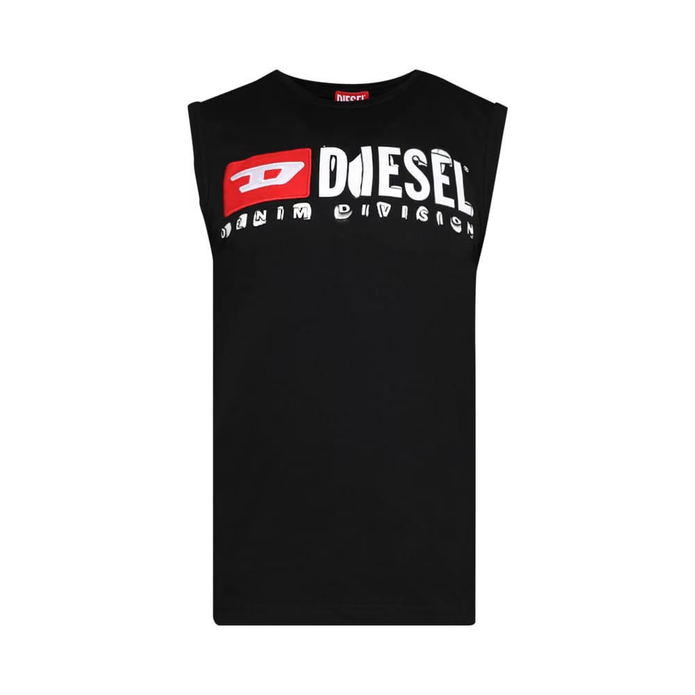 Diesel Destroyed Logo Tank Top Black