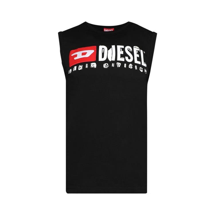Diesel Destroyed Logo Tank Top Black