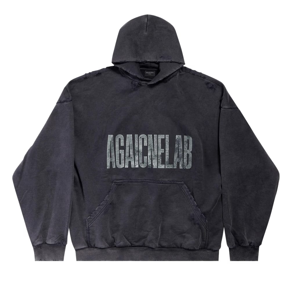Balenciaga Large Fit Hoodie Washed Black/Anthracite