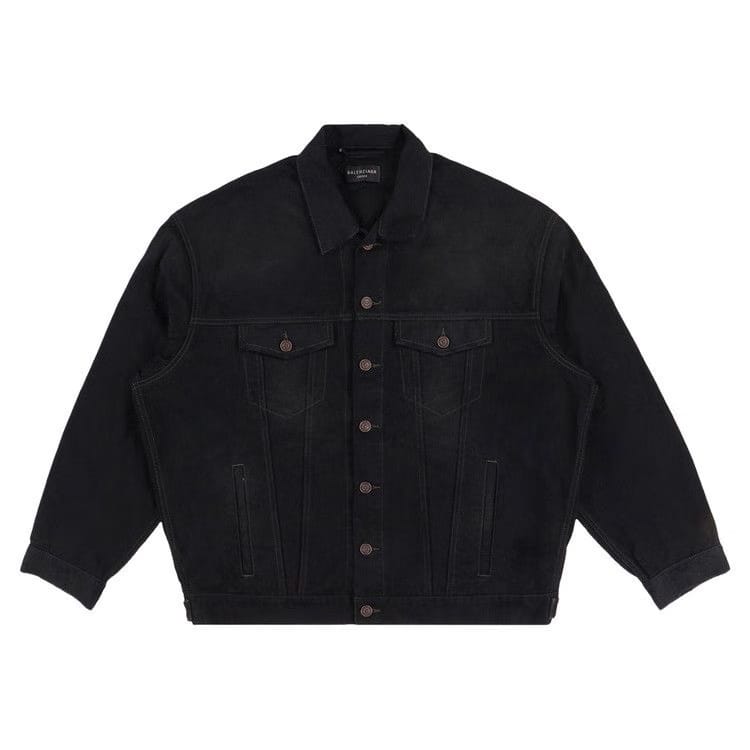 Balenciaga Embroidered Political Logo Denim Jacket Black