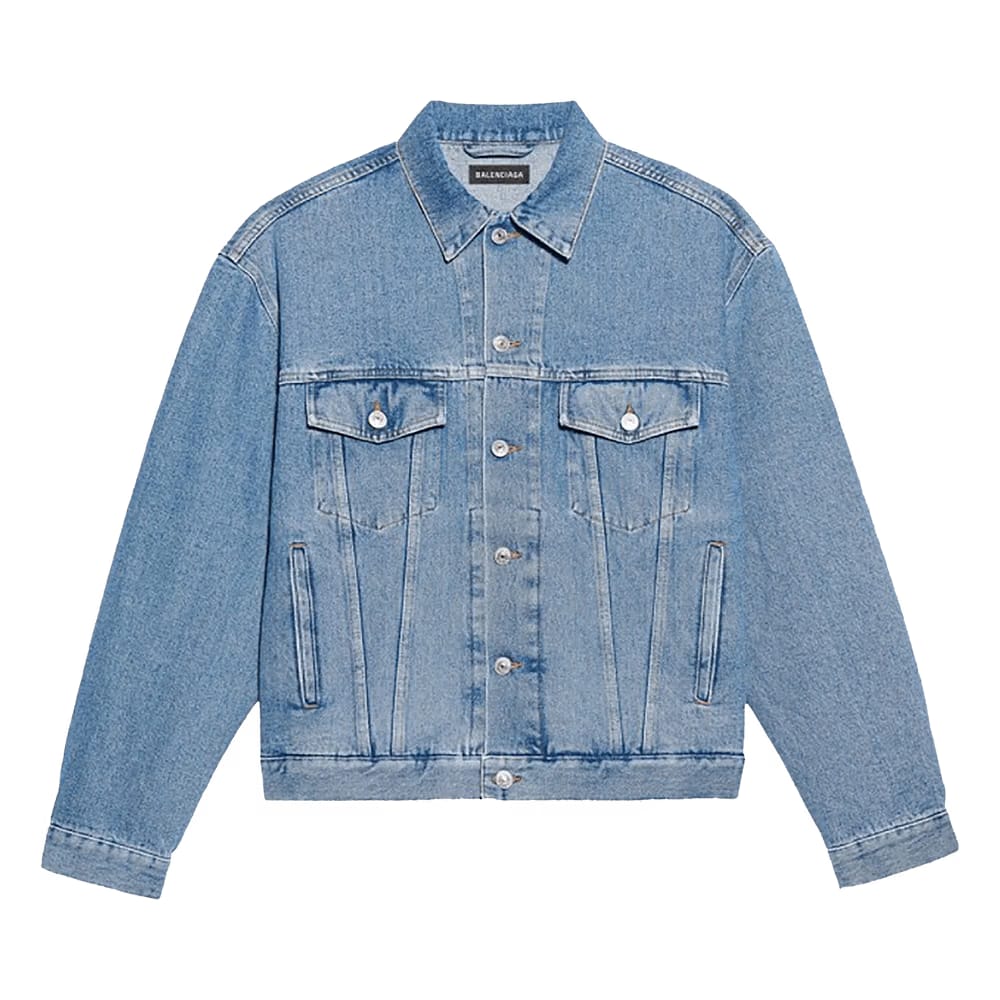 Balenciaga Languages Denim Jacket Stone Wash Indigo