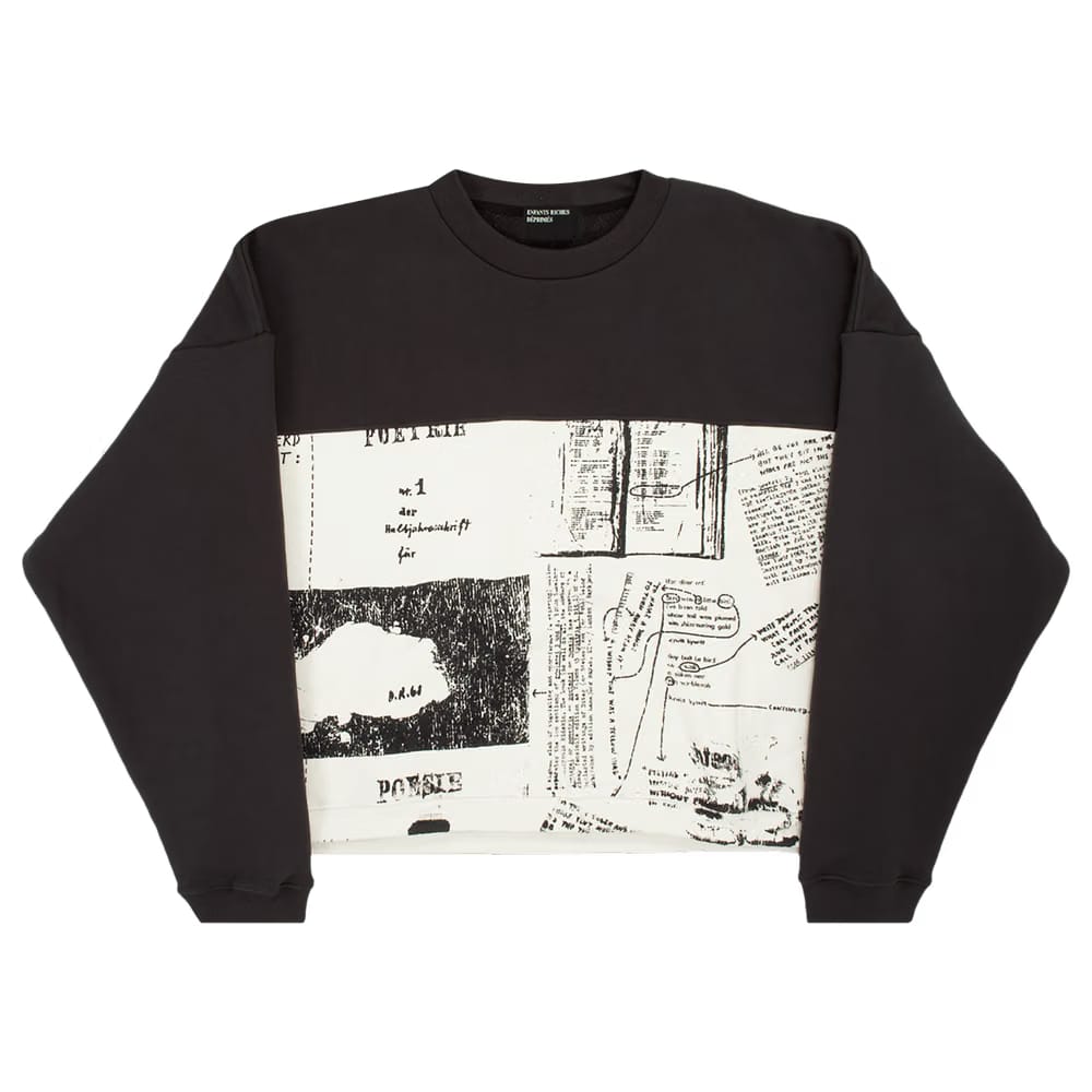 Enfants Riches Déprimés Dieter Rot Paneled Crewneck Faded White/Black