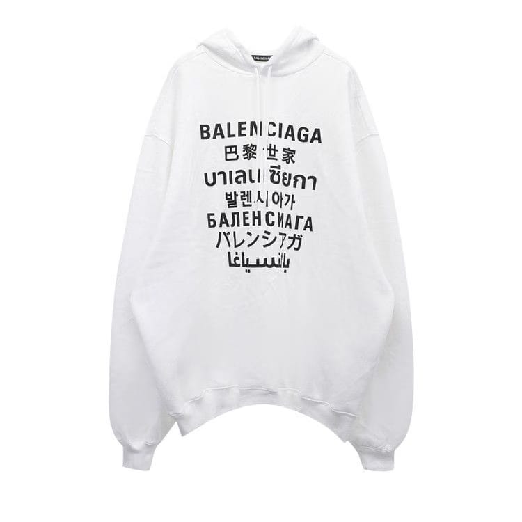Balenciaga Languages Sport Hoodie White