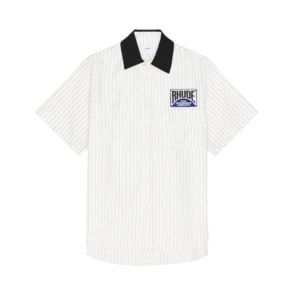 Rhude Twill Stripe Mechanic Shirt White/Black