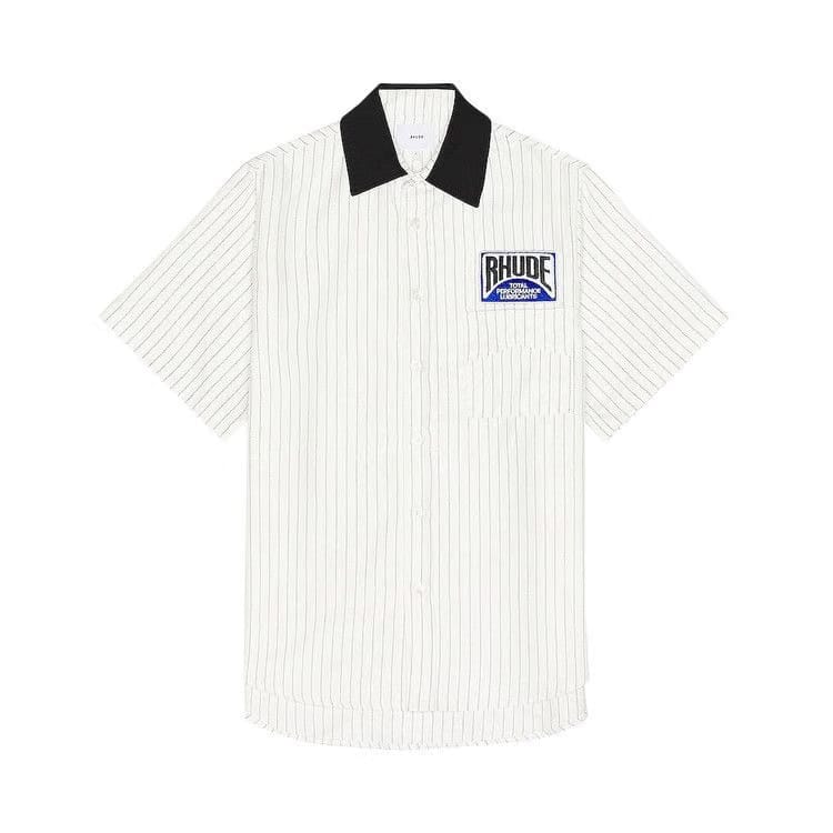 Rhude Twill Stripe Mechanic Shirt White/Black