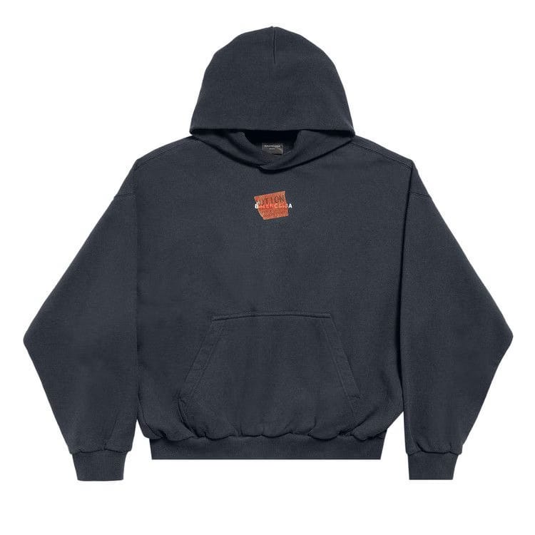 Balenciaga Taped Back Hoodie Faded Black/White/Red