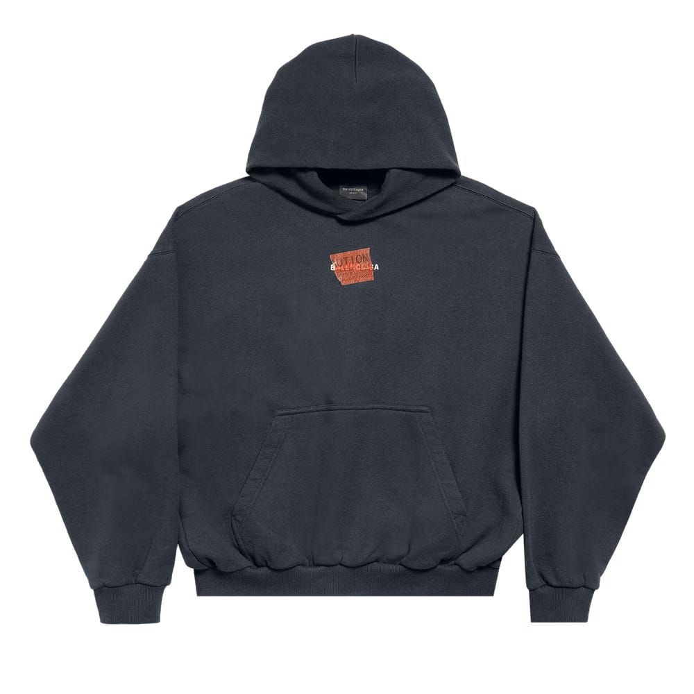 Balenciaga Taped Back Hoodie Faded Black/White/Red