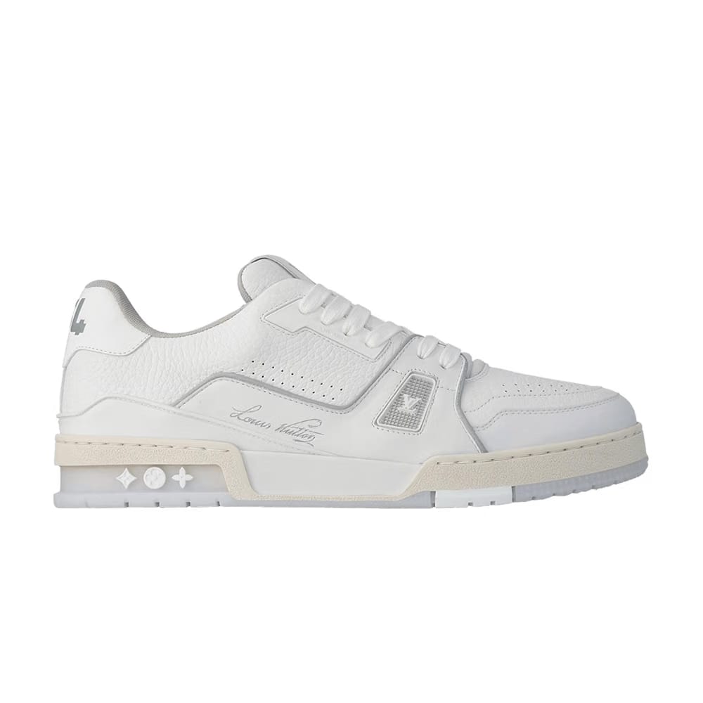 Louis Vuitton Trainer White Grey Signature