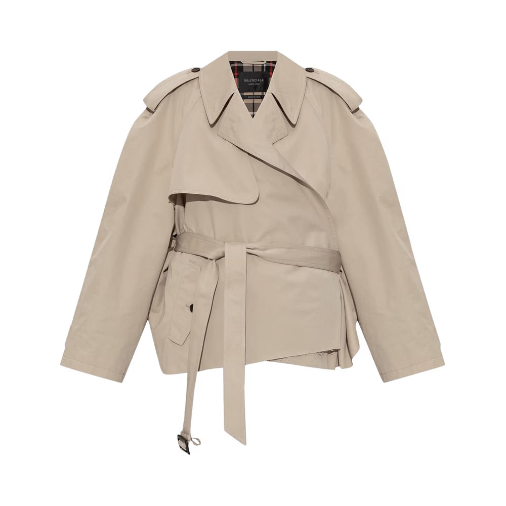 Balenciaga Cropped Trench Jacket Beige