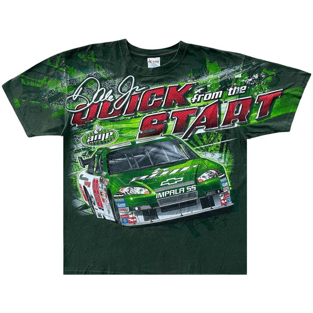 Vintage Dale Earnhardt Jr. All-Over Racing T-Shirt Green