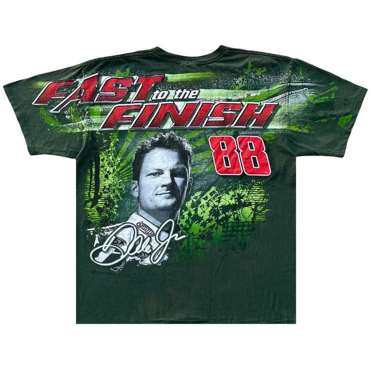 Vintage Dale Earnhardt Jr. All-Over Racing T-Shirt Green