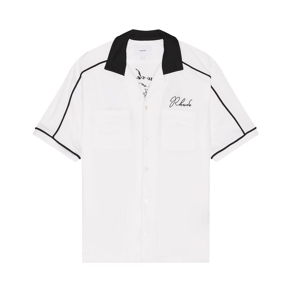 Rhude Fonda Del Sol Bowling Shirt White/Black/Yellow