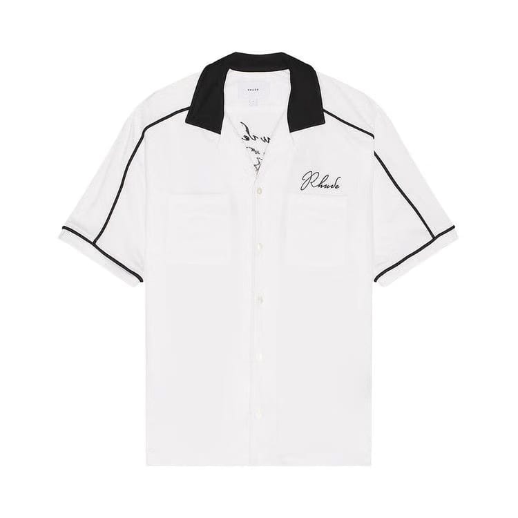 Rhude Fonda Del Sol Bowling Shirt White/Black/Yellow