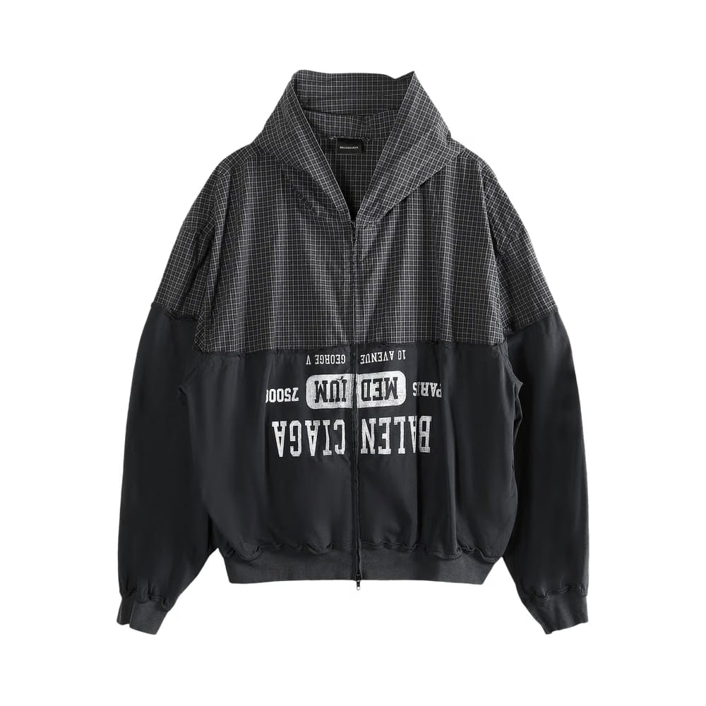 Balenciaga Patched Hooded Shirt Black