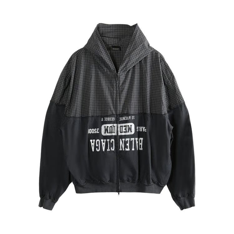 Balenciaga Patched Hooded Shirt Black