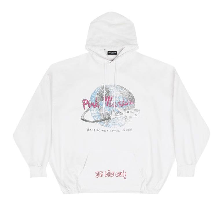 Balenciaga Elastic Hem Hoodie Ecru