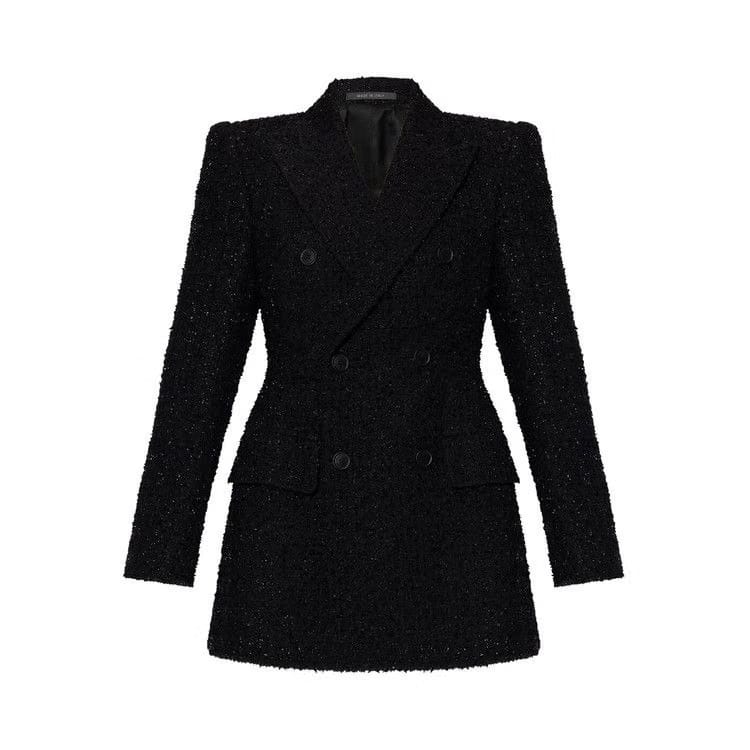 Balenciaga Hourglass Tweed Jacket Black