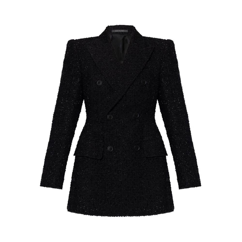 Balenciaga Hourglass Tweed Jacket Black