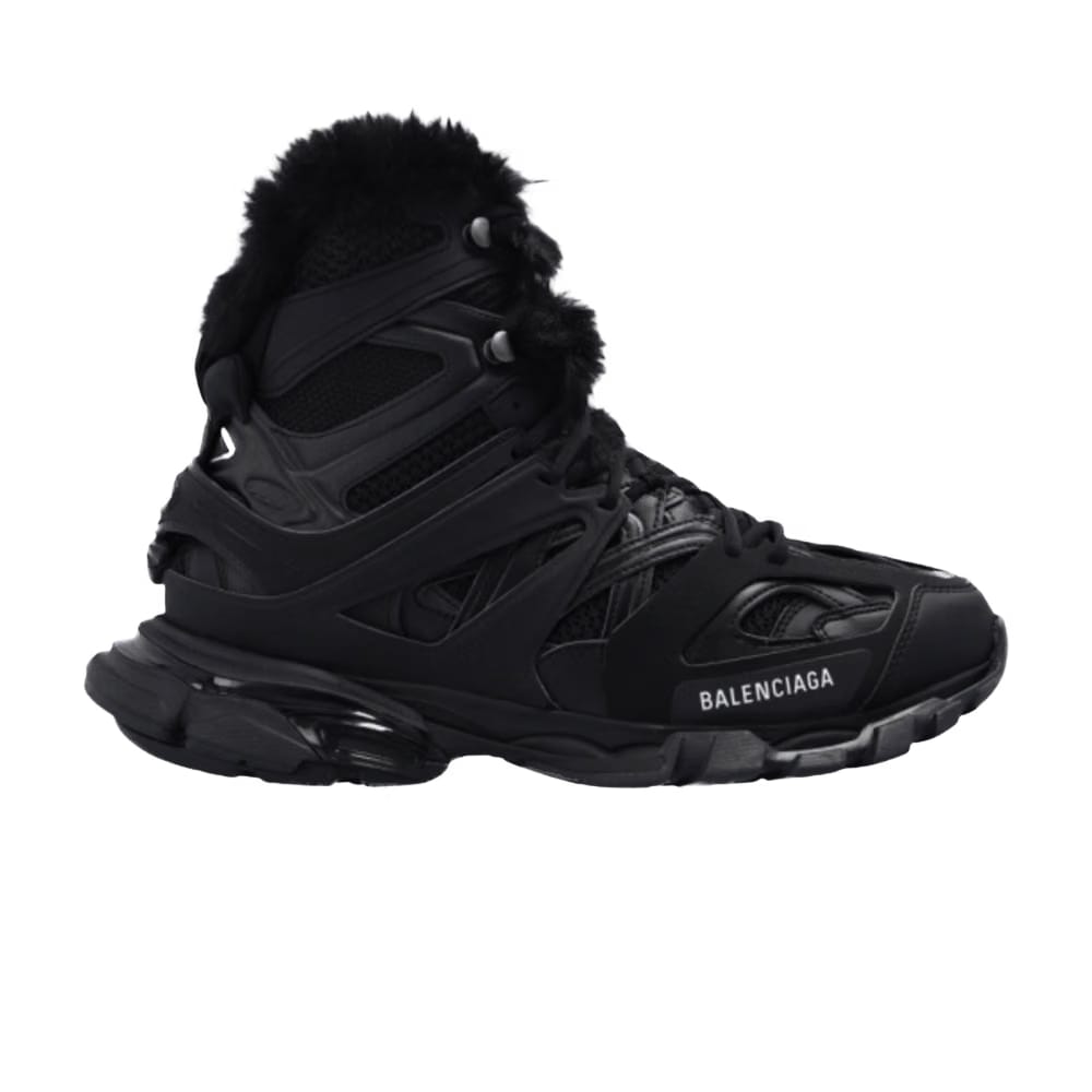Balenciaga Track Hike Boots Faux Fur Black