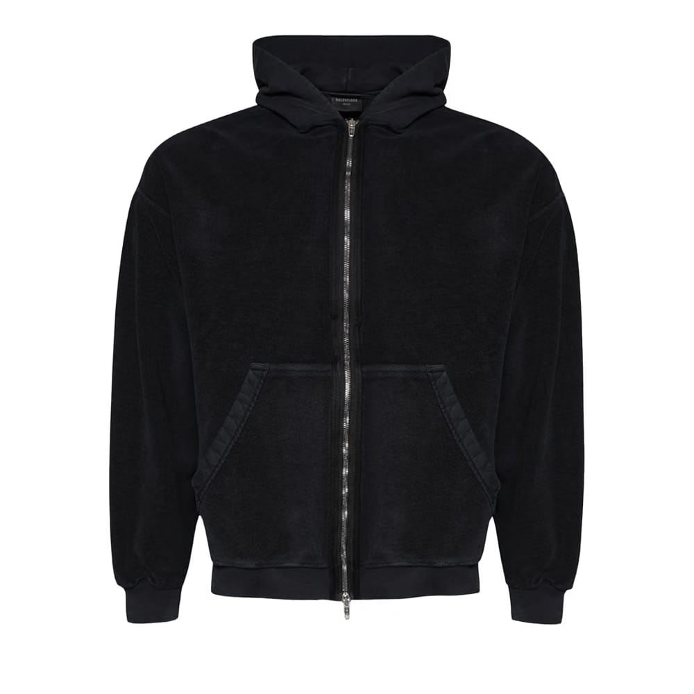 Balenciaga Inside Out Zip-Up Hoodie Faded Black