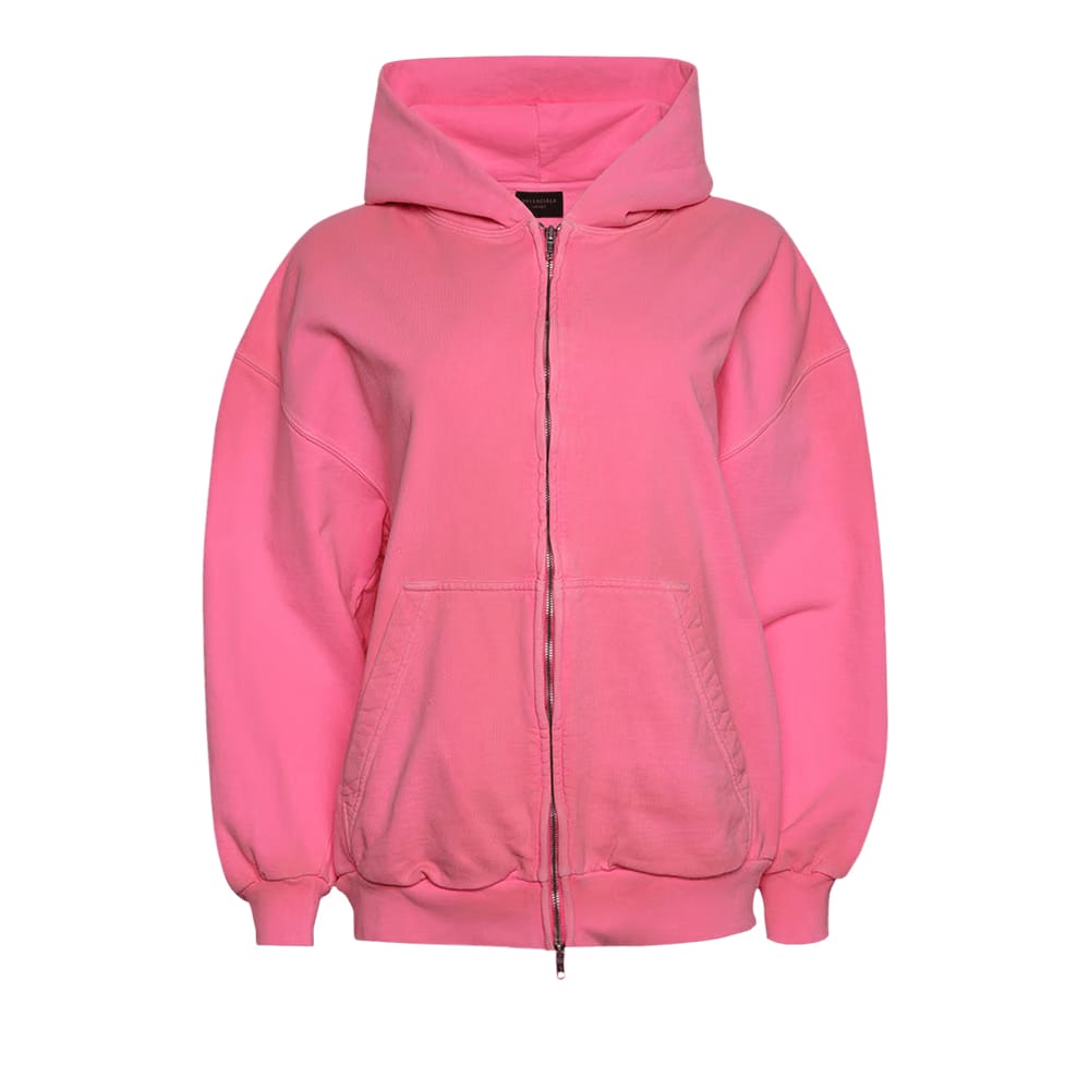 Balenciaga Small Zip Up Hoodie Pink Fluo