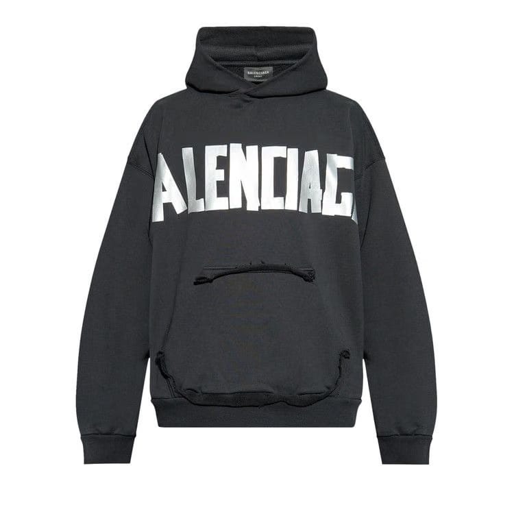 Balenciaga Ripped Pocket Hoodie Faded Black/Silver