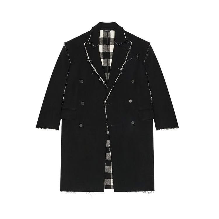 Balenciaga Double Face Check Coat Black/White