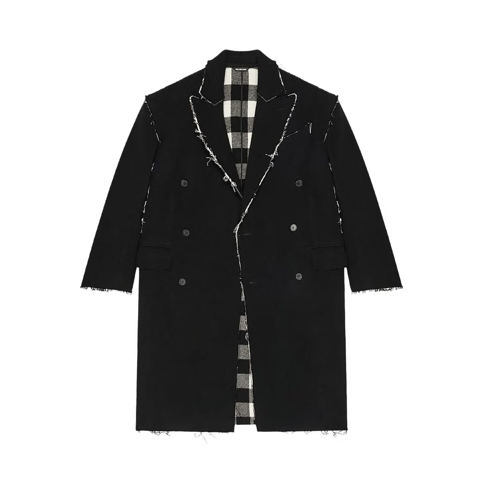 Balenciaga Double Face Check Coat Black/White