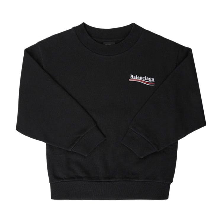 Balenciaga Kids Wave Back Logo Sweatshirt Black/White
