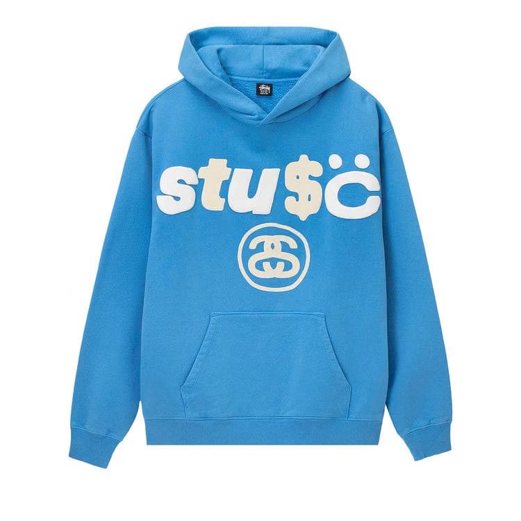 Stussy x Cactus Plant Flea Market 8 Ball Pigment Dyed Hoodie Blue