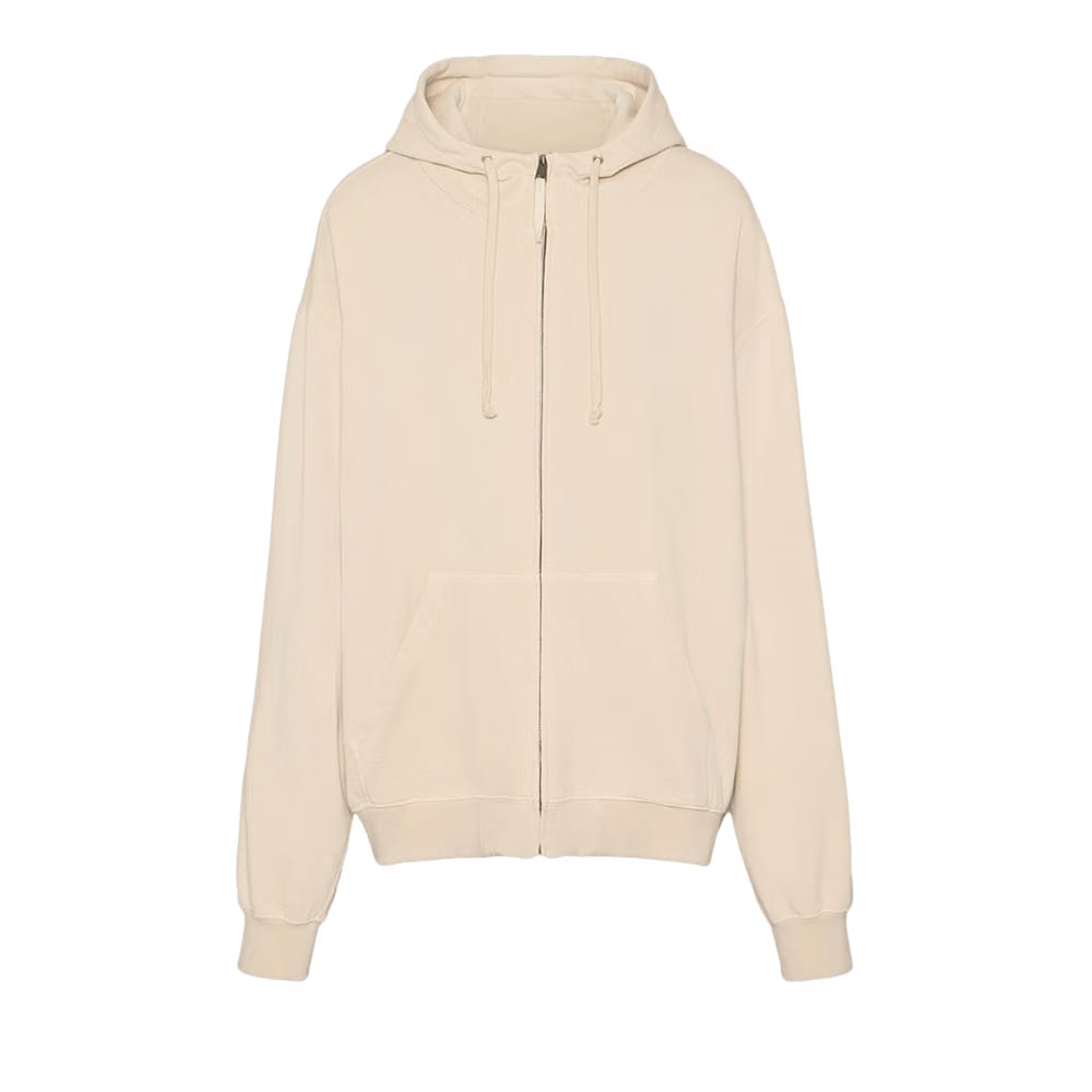 Maison Margiela Zipped Drawstring Hoodie Ecru