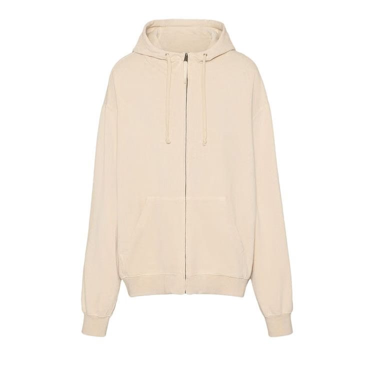 Maison Margiela Zipped Drawstring Hoodie Ecru