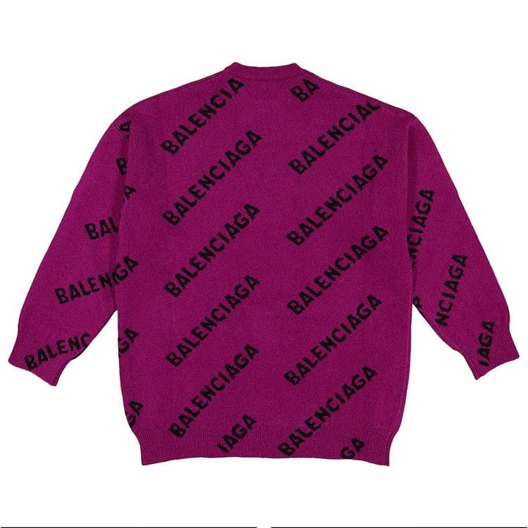 Balenciaga All Over Logo Sweatshirt Fuchsia/Black
