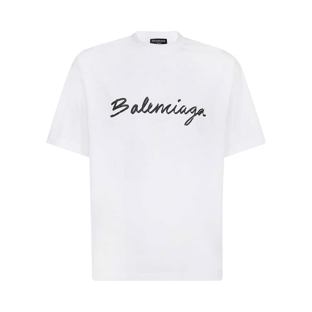 Balenciaga Script Logo T-Shirt White/Black