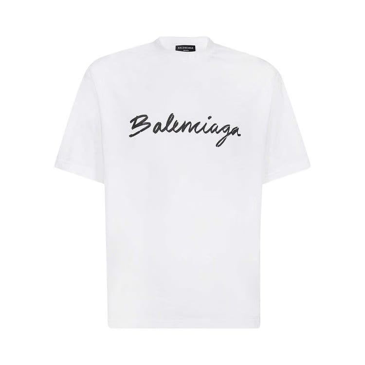 Balenciaga Script Logo T-Shirt White/Black