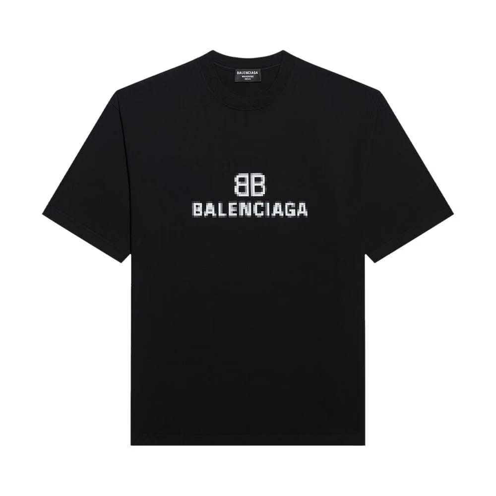 Balenciaga Mens BB Pixel Medium Fit T-Shirt Black