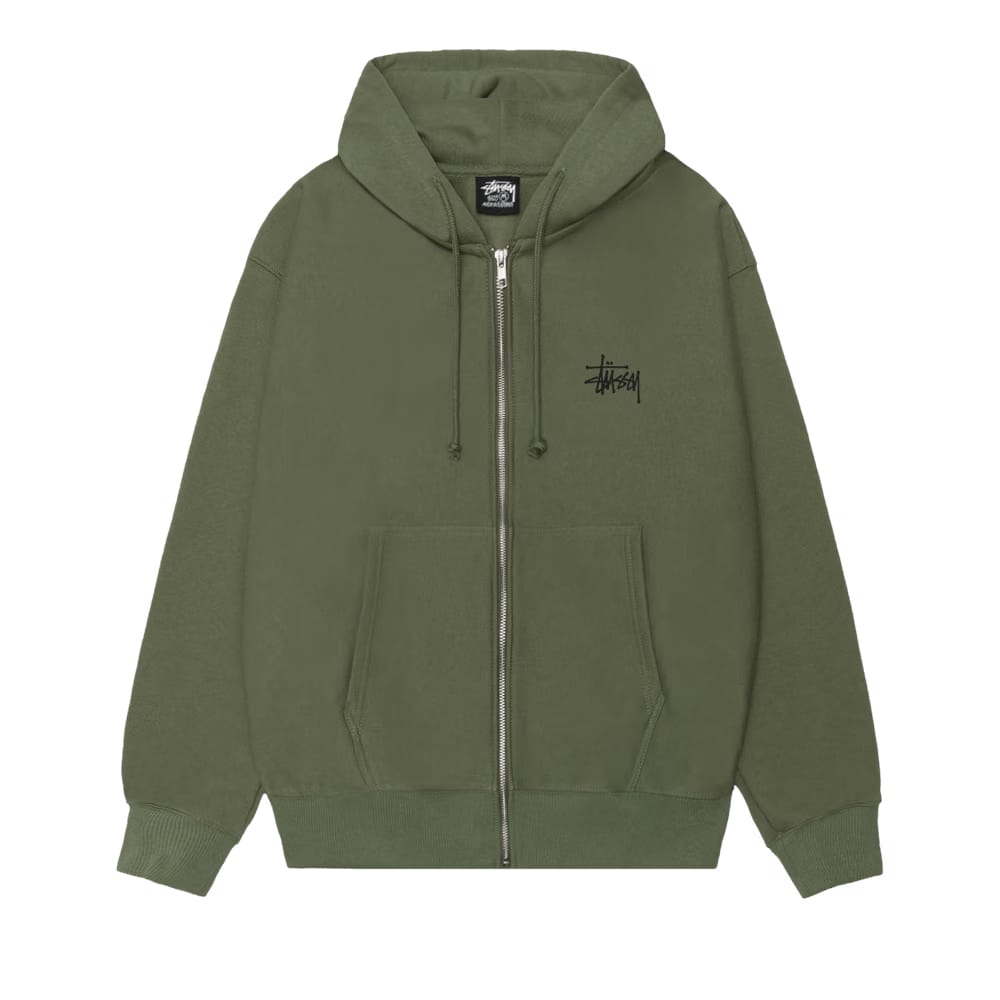 Stussy Big & Meaty Zip Hoodie Olive Price in India | Culture Circle