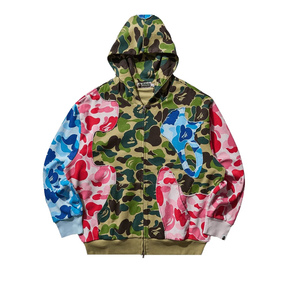 BAPE ABC Camo Patchwork Relaxed Fit Zip Hoodie Multicolor